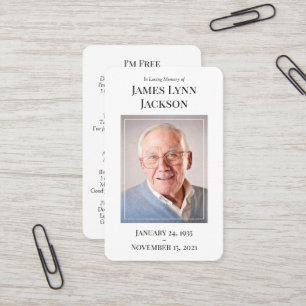 Carte de prière photo commémorative - Je suis libr