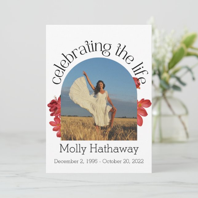 Carte de prière photo de bégonia commémorative pou (Debout devant)