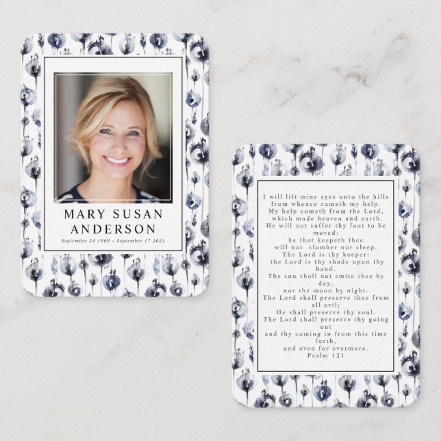 Carte de prière photo du mémorial des funérailles  (Devant / Derrière)