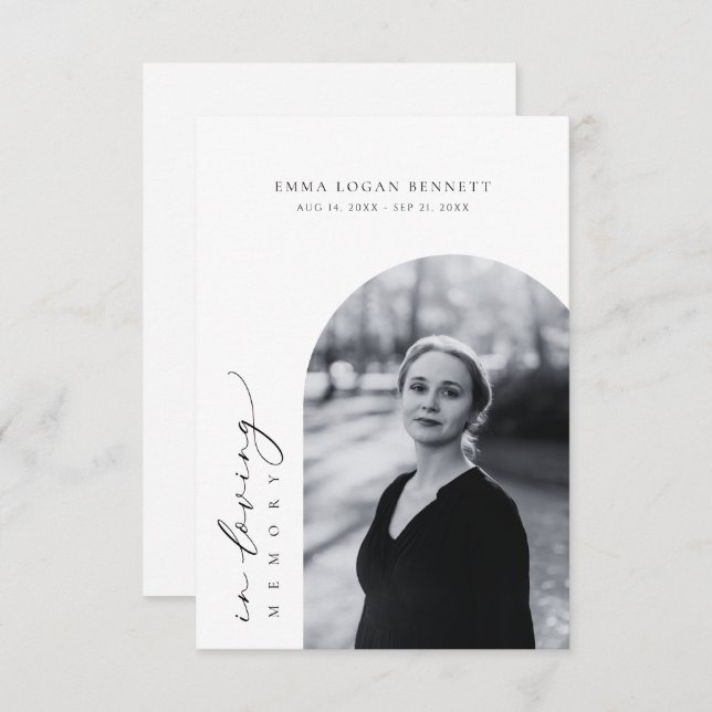 Carte de prière photo en mémoire amoureuse (Devant / Derrière)