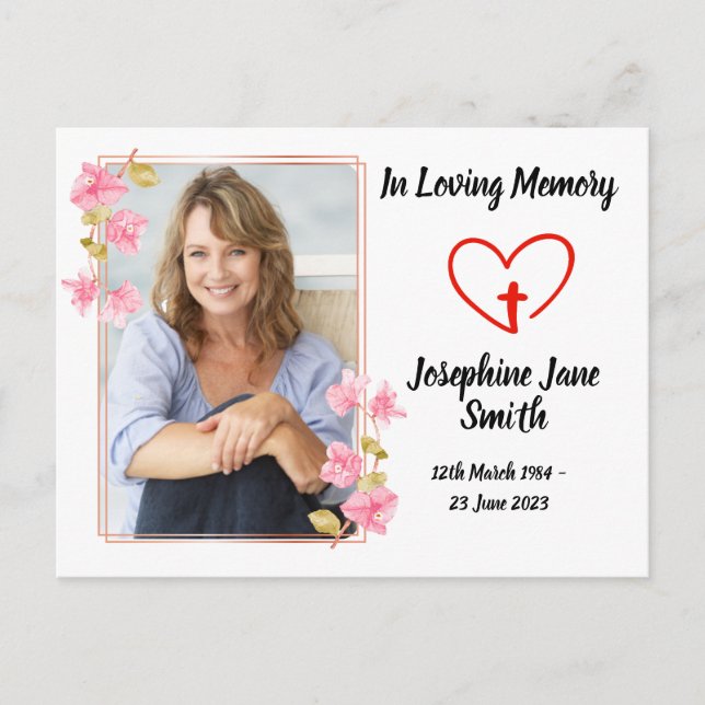 Carte de prière photo florale d'élégante sympathie (Devant)