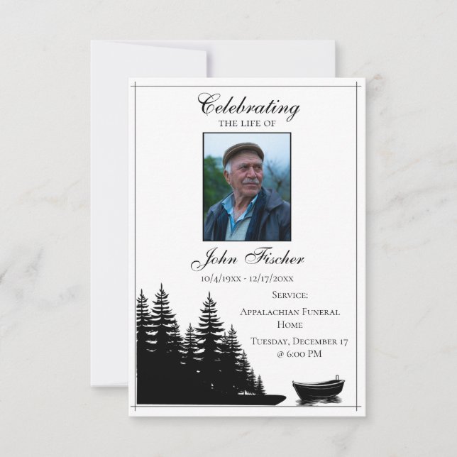 Carte de prière photo funéraire Black White Bible  (Devant)