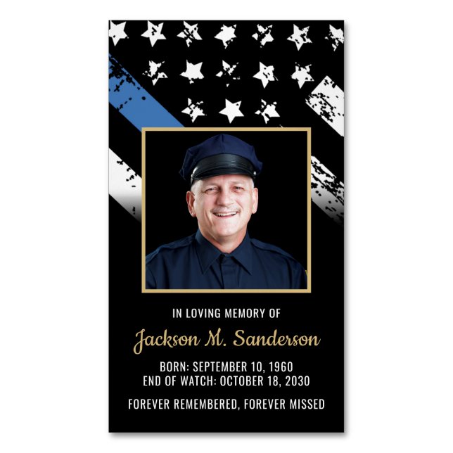 Carte de prière photo funéraire de la police (devant Vertical)