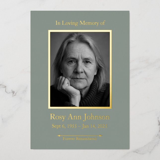 Carte de prière photo personnalisée pour les funér (Recto)