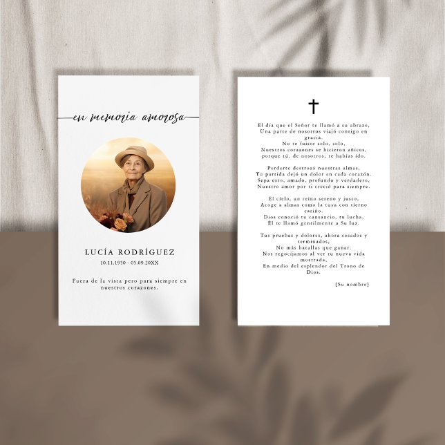 Carte de prière photo pour les funérailles espagno (Créateur téléchargé)