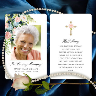 Carte de prière photo Rose bleu rose Sympathy Flor