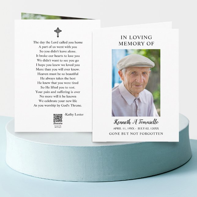 Carte de prière pliée simple pour mémorial de funé (Simple Funeral Memorial Photo Folder Prayer Card)