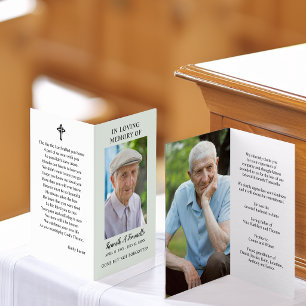 Carte de prière pliée simple pour photo de mémoria