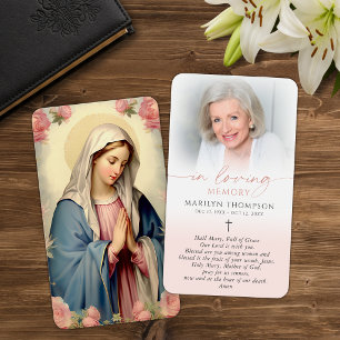 Carte de prière religieuse Vierge Marie Croix