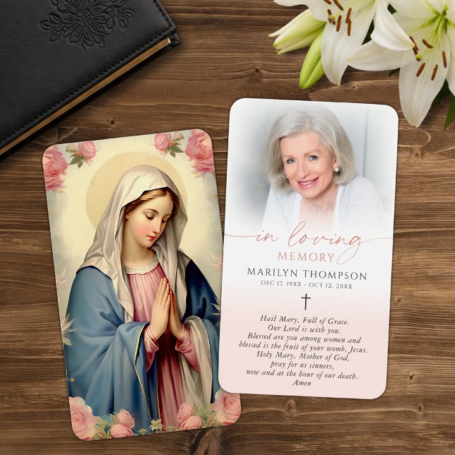 Carte de prière religieuse Vierge Marie Croix (Créateur téléchargé)