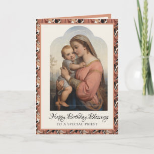 Carte de prière religieuse Vierge Marie Jésus Écri