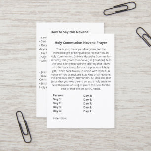 Carte de prière Simple Holy Communion Novena
