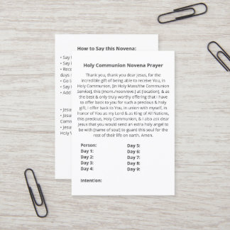 Carte de prière Simple Holy Communion Novena