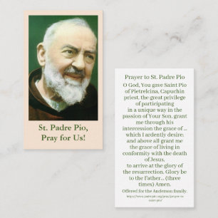 Carte de prière St Padre Pio