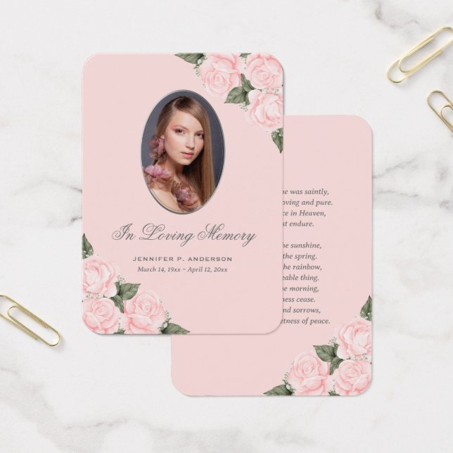 Carte de prières funéraires du mémorial rose pâle  (Bureau)