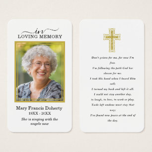 Carte de prières funéraires simple en or