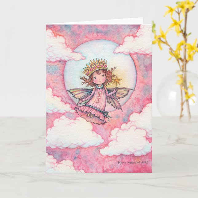 Carte de princesse fée mignonne pour toutes occasi (Fleur jaune)