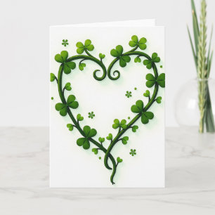 Carte de printemps à cœur vert chanceux