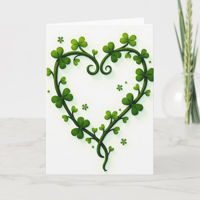 Carte de printemps à cœur vert chanceux (Devant)