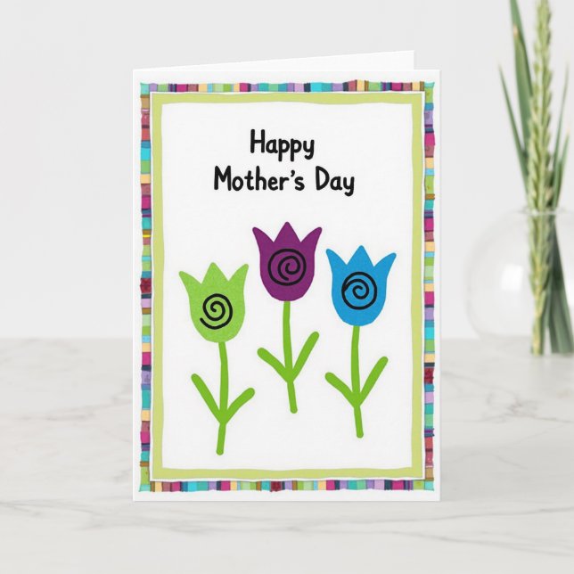 Carte de printemps à fleurs en patchwork (Devant)