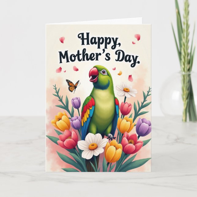 Carte de printemps à l'oiseau floral (Devant)