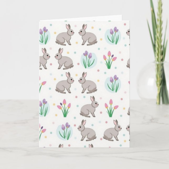 Carte de printemps à motif animal gris (Devant)