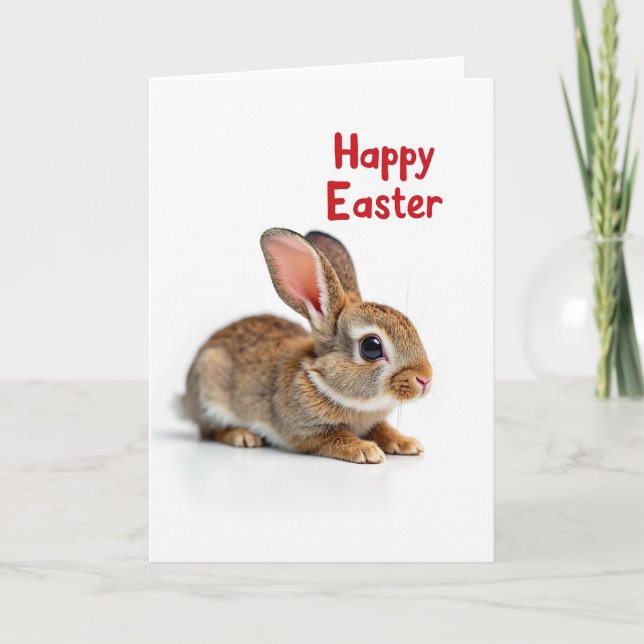 Carte de printemps à motif de lapin brun (Devant)