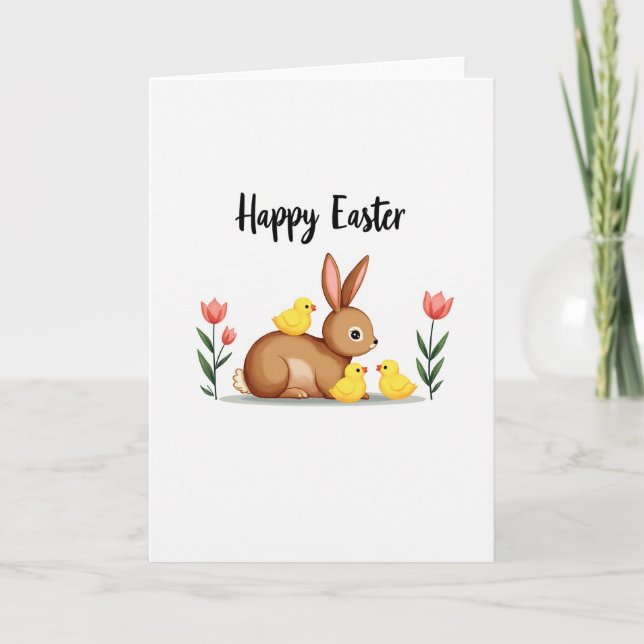 Carte de printemps amis lapin (Devant)