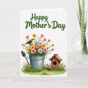 Carte de printemps au seau floral