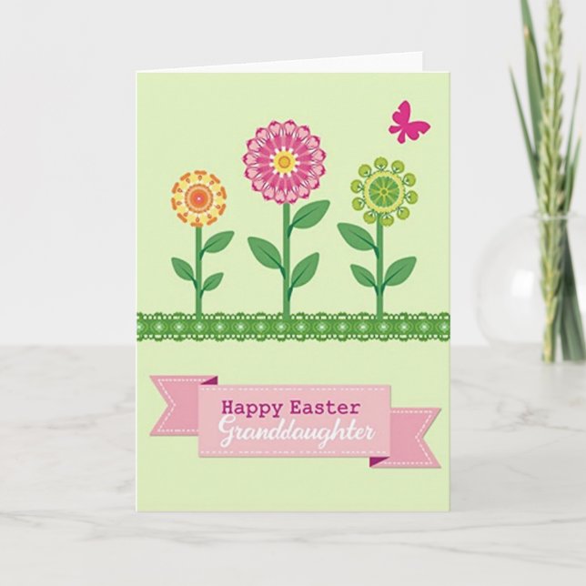 Carte de printemps aux fleurs géométriques (Devant)