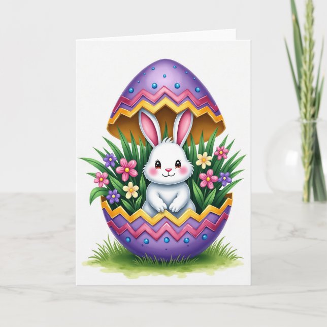 Carte de printemps aux zigzags de lapin (Devant)