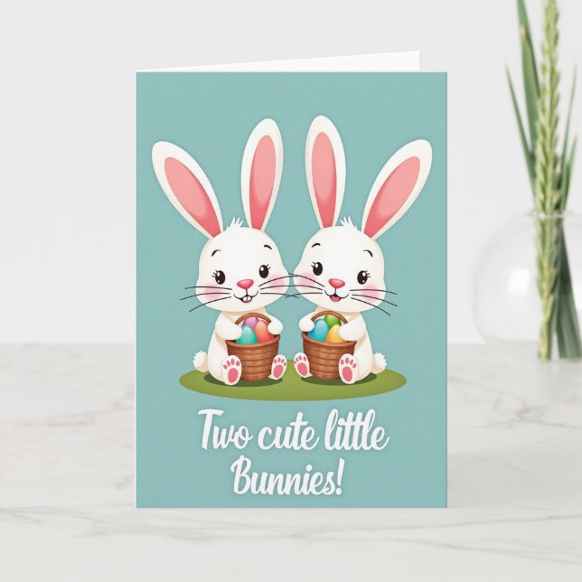 Carte de printemps avec de mignons lapins (Devant)