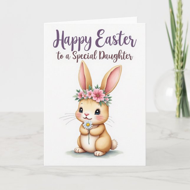 Carte de printemps avec lapin et marguerite (Devant)