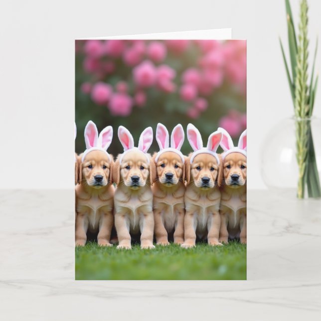 Carte de printemps avec un chiot mignon (Devant)