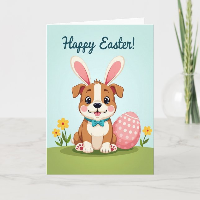 Carte de printemps avec un chiot mignon (Devant)