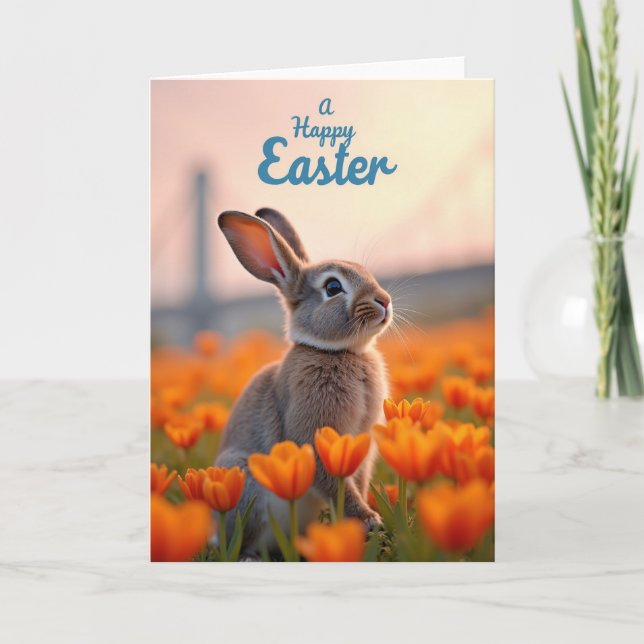 Carte de printemps avec un lapin mignon (Devant)