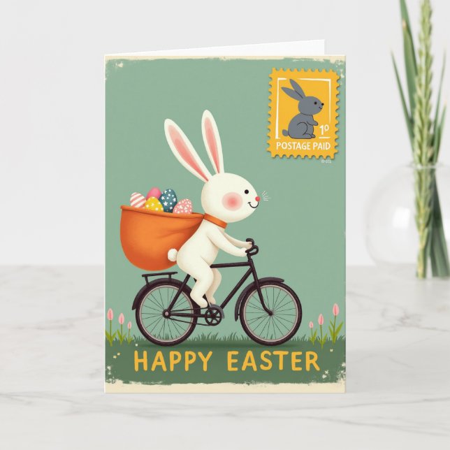 Carte de printemps Bunny Bike (Devant)