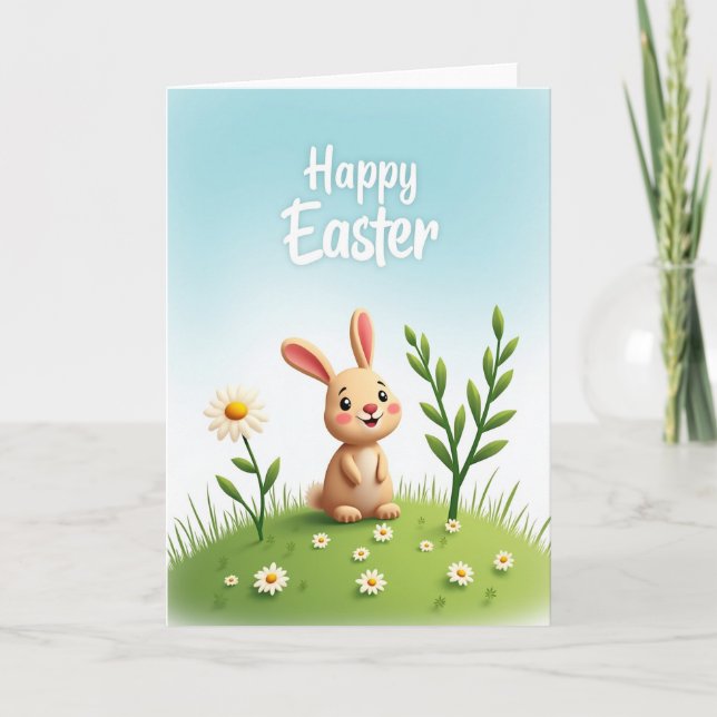 Carte de printemps de lapin Daisy (Devant)