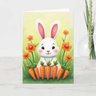 Carte de printemps de lapin mignon