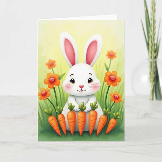 Carte de printemps de lapin mignon (Devant)