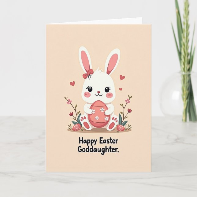 Carte de printemps douce lapin (Devant)