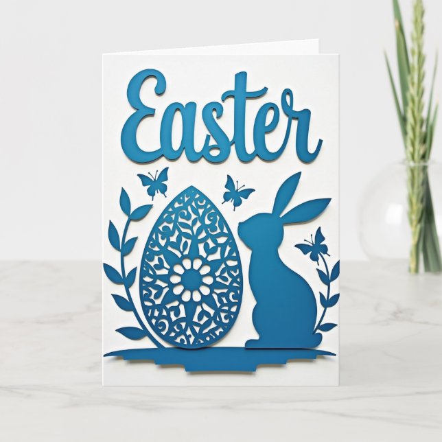 Carte de printemps élégante de lapin de Pâques (Devant)