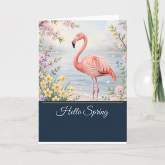 Carte de printemps flamant rose - Carte de vœux Bo