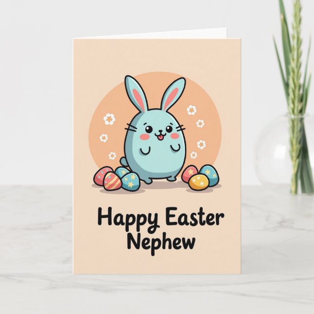 Carte de printemps joyeuse avec un lapin mignon (Devant)