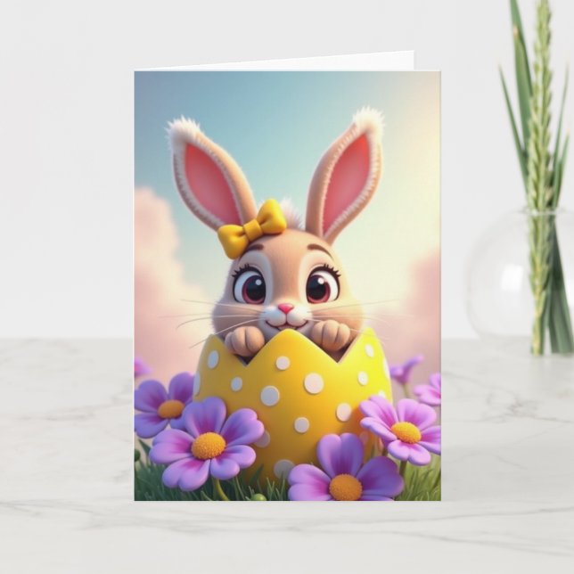 Carte de printemps Lapin à pois (Devant)
