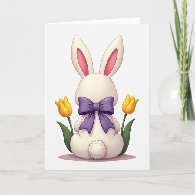 Carte de printemps Lapin en ivoire (Devant)