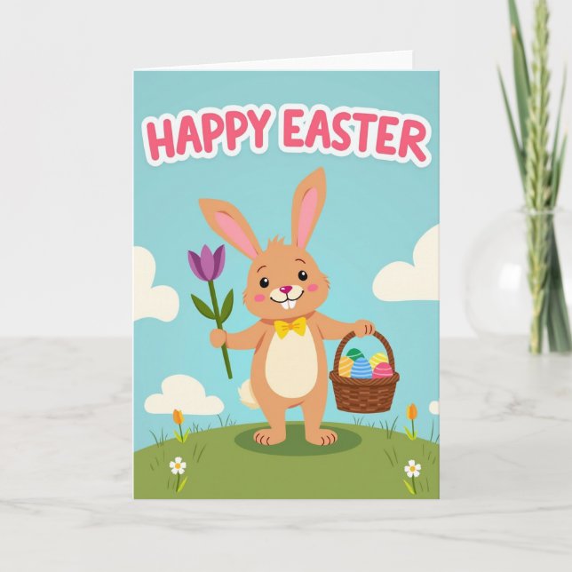 Carte de printemps Lapin en or faux (Devant)