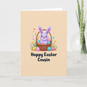Carte de printemps lapin et panier
