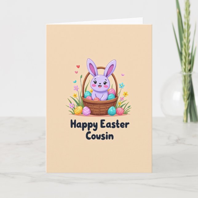 Carte de printemps lapin et panier (Devant)