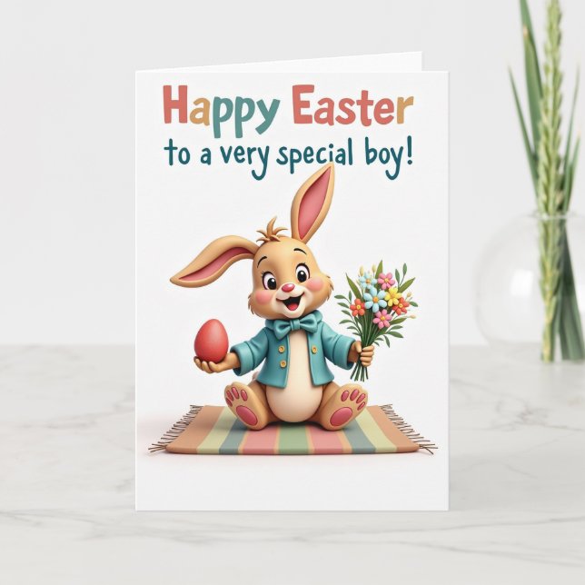 Carte de printemps Lapin rayé (Devant)
